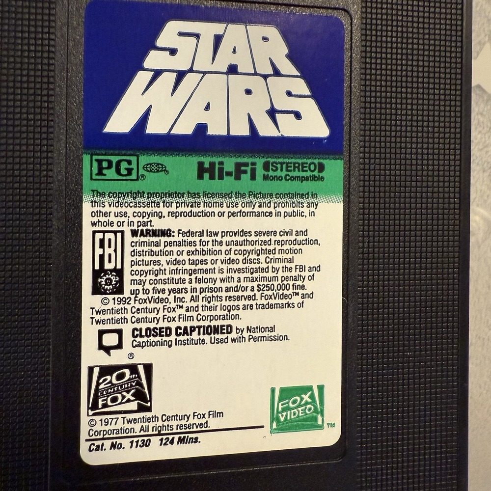 VHS TAPE: Star Wars #1130 Fox‎ Video (1992)